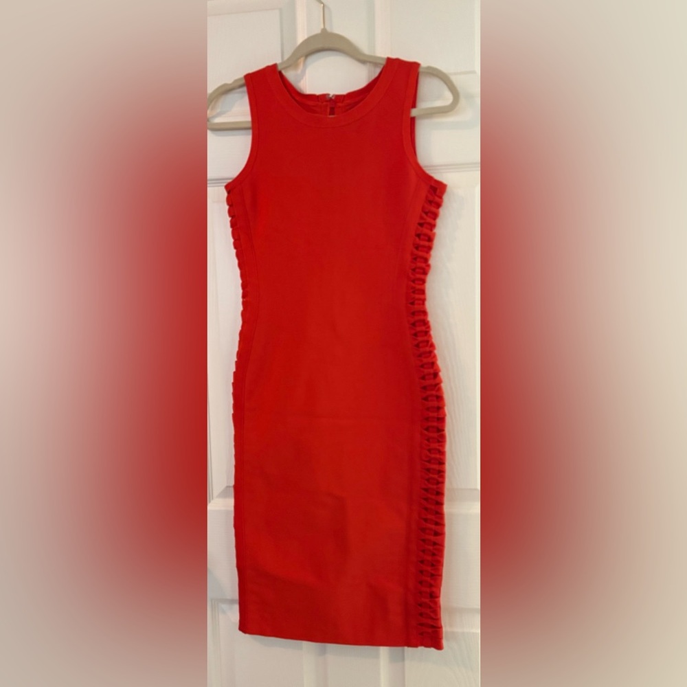 Kay's NWT Deep Orange Bodycon Dress, Size M, Sexy Cut Out Bodycon Bandage Style